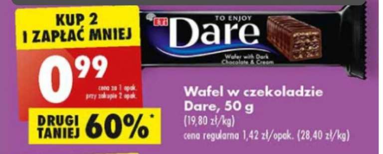 DARE, Wafel w czekoladzie 50 g | cena za 1szt. przy zakupie 2 szt. |Biedronka |