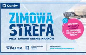 Lodowisko Zimowa Strefa Tauron Arena Kraków. Darmowe wejście dla dzieci i młodzieży z Krakowa w określonych godzinach.