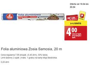 Folia aluminiowa Zosia Samosia 20m 1+1 gratis @Biedronka