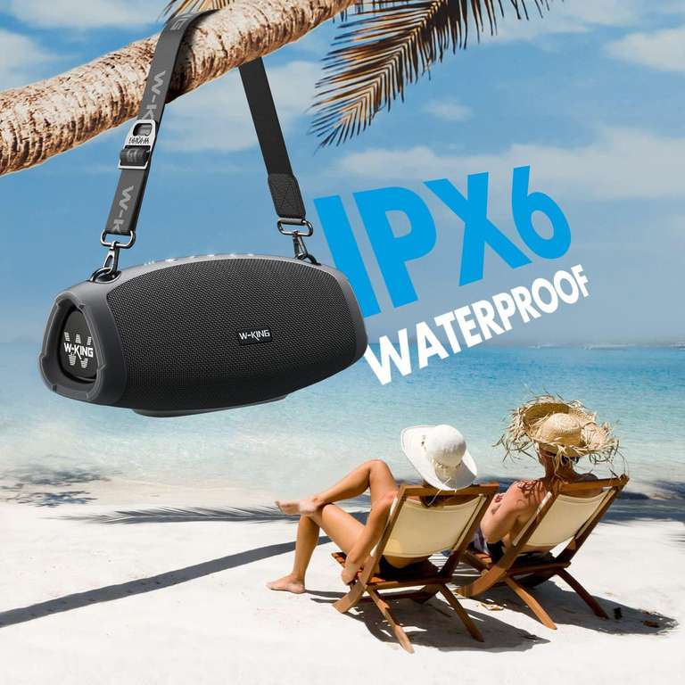 W-KING 70W X10 - duży głośnik Bluetooth z super basem, 7.2V, 7800mAh, IPX6, krystalicznie czysty dźwięk, z powerbankiem