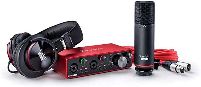 Zestaw interfejs audio Focusrite Scarlett 2i2 (3rd gen) + Słuchawki HP60 MkIII + Mikrofon CM25 MkIII + przewód XLR