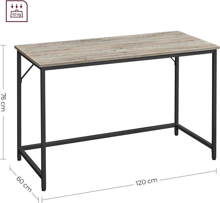 VASAGLE biurko, stolik pod komputer 120 x 60 x 75 cm