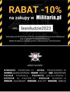 Militaria.pl -10% rabatu z kodem "lesniludzie2023" w salonach i na www