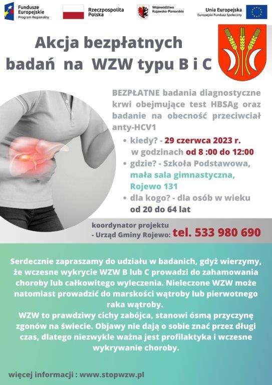 Bezpłatne badania diagnostyczne krwi na WZW typu B i C>>> Gmina Rojewo