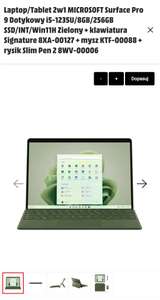 Laptop/Tablet 2w1 MICROSOFT Surface Pro 9 Dotykowy i5-1235U/8GB/256GB SSD/INT/Win11H Zielony + klawiatura tylko stacjonarnie