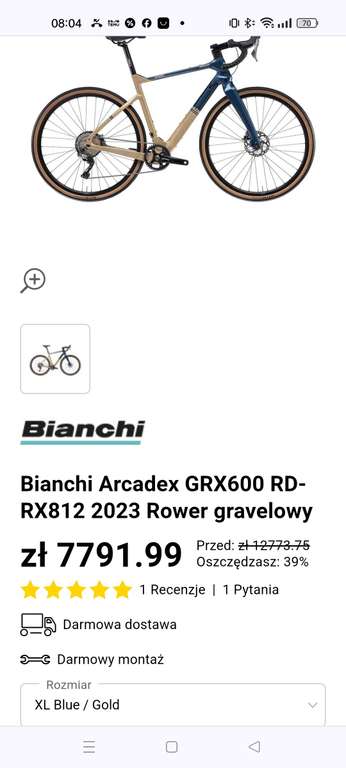 Rower gravel Bianchi Arcadex GRX600 RD-RX812 2023