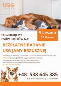 Bezpłatne badanie USG dla psów i kotów przy Al. Krasińskiego 20 A w Lesznie