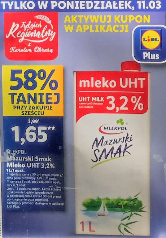 Mleko UHT 3,2% Mlekpol Mazurski Smak LIDL
