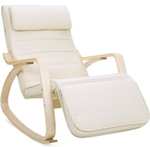 SONGMICS Krzesło bujane, z podłokietnikami z drewna brzozowego, fotel bujany, 5-stopniowa regulacja podnóżka, obciążenie do 150 kg