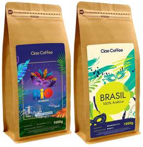 Kawa ziarnista mieszana CIAO COFEE CIAO COFFEE 100% RIO+BRASIL ARABICA. Świeża 72h od wypalenia 2x1kg
