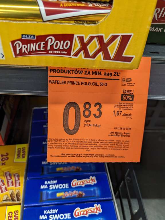 Prince Polo XXL biedronka przy zakupach za 249zł