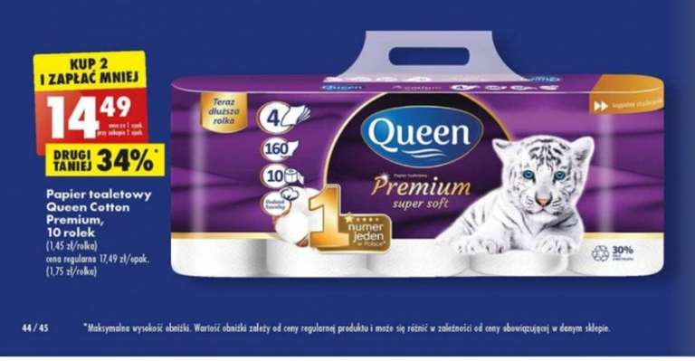 Papier toaletowy Queen Cotton Premium 10 rolek @Biedronka