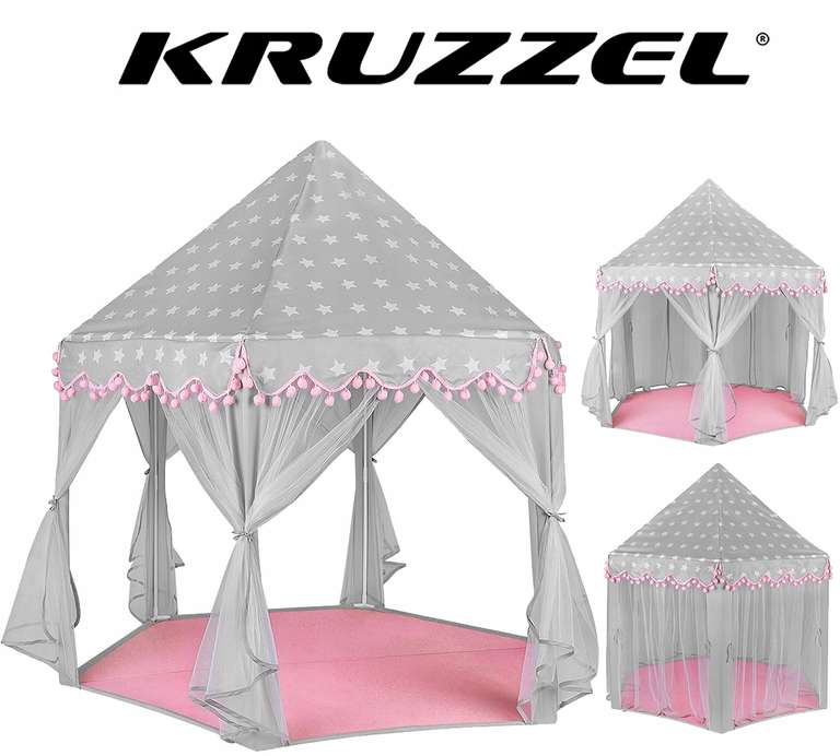 Namiot dla dzieci Kruzzel, szaro-różowy, 140 cm @ Allegro