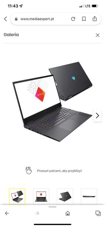 Laptop HP Omen 16-c0322nw 16.1" IPS 144Hz R7-5800H 16GB RAM 1TB SSD RX6600M Windows 11 Home