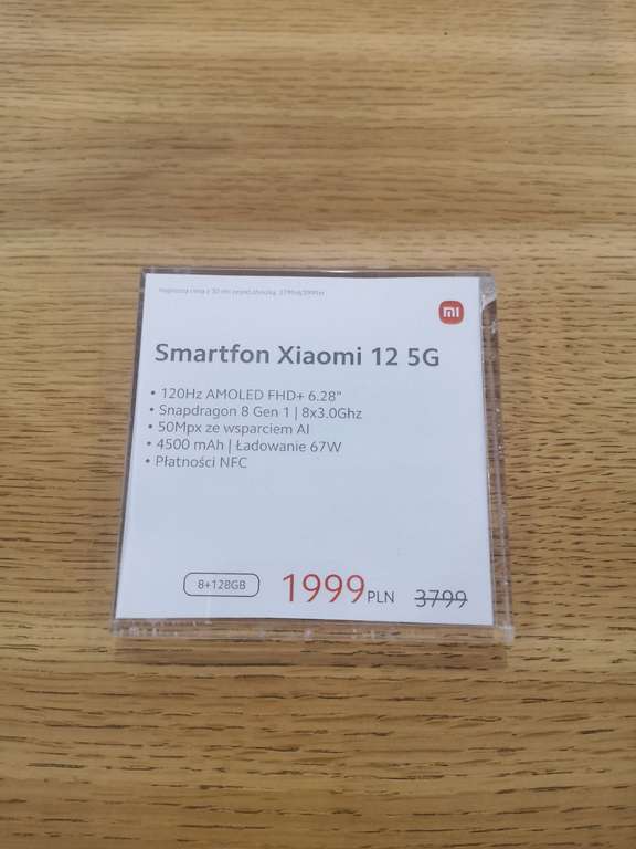 Smartfon Xiaomi 12 8/128 stacjonarnie 1999zl