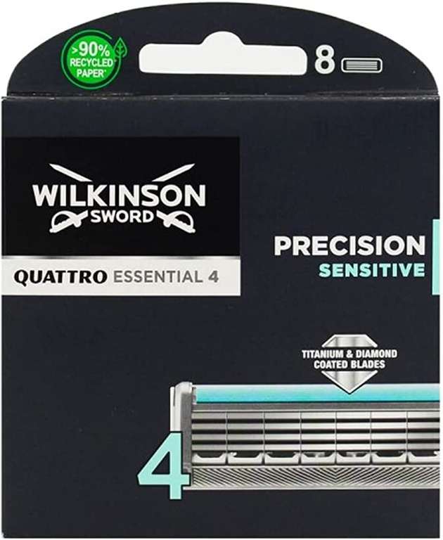 Wilkinson Sword Quattro Titanium Sensitive ostrza do golenia, 8 sztuk (4,39zł za sztukę), darmowa wysyłka z Amazon Prime