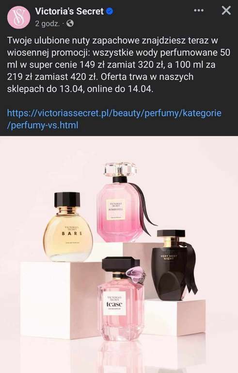 Victoria's Secret perfumy 50% taniej stacjonarnie i online