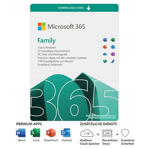 Pakiet biurowy Microsoft Office 365 Family 15 miesięcy (6 użytkowników) + Norton 360 Deluxe (5 użytkowników) - kod