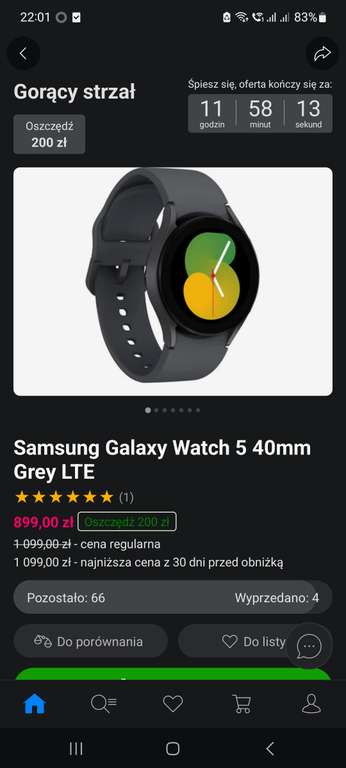 Smartwatch Samsung Galaxy Watch 5 40mm Grey LTE