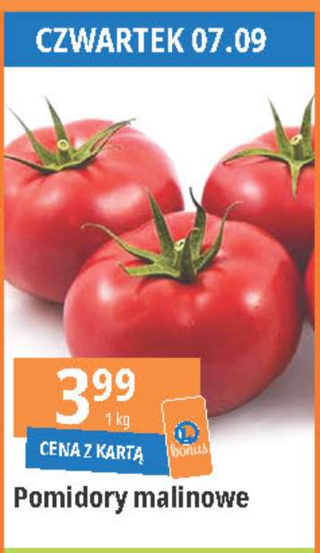 Pomidory malinowe w czwartek 07.09.23 w E.Leclerc - CENA Z KARTĄ