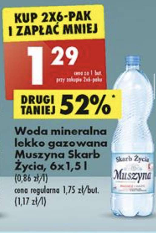 Woda mineralna lekko gazowana Muszyna Skarb Życia, przy zakupie 2x6-pak, drugi taniej o 52%