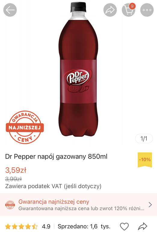 Dr Pepper napój gazowany 850ml Shopee