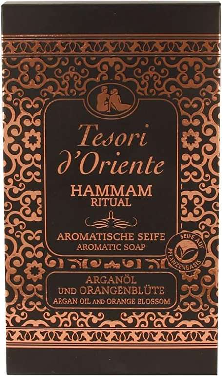 TESORI D'ORIENTE Mydło aromatyczne Hammam 125 g z olejkiem arganowym i kwiatami pomarańczy