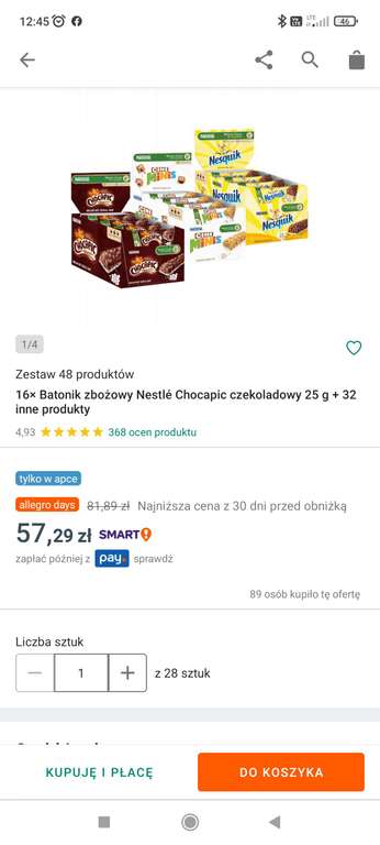 16× Batonik zbożowy Nestlé Chocapic czekoladowy 25 g + 32 inne produkty