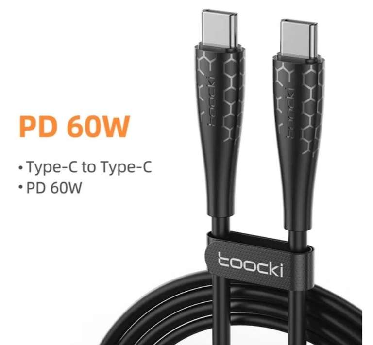 TOOCKI Kabel USB C to USB C PD60W 1 metr