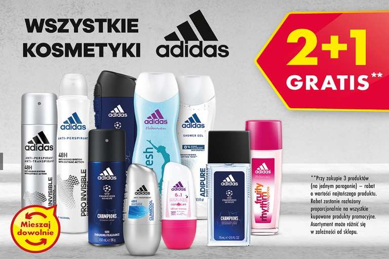Kosmetyki Adidas 2+1 gratis Biedronka