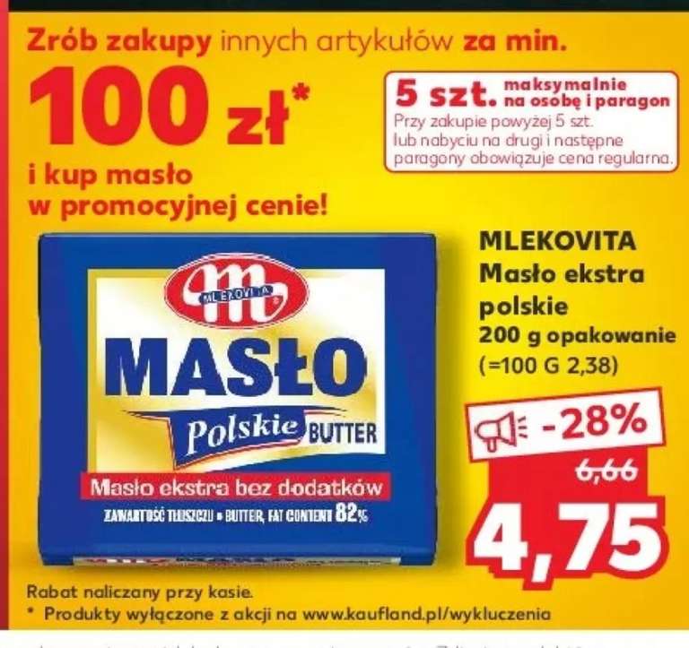 Masło extra polskie Mlekovita 200g Kaufland od 24.02