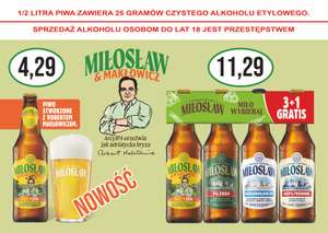 Zestaw piw Miłosław 3+1 gratis 11,29zł