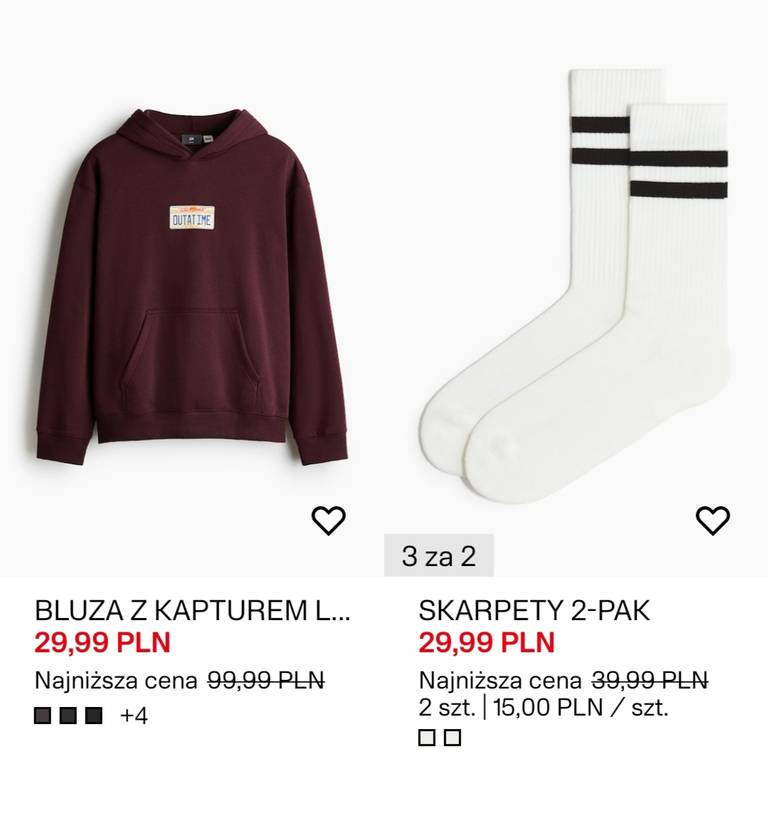 Pogłębienie wyprzedaży w H&M online, rabaty do -80% | np. bluza z kapturem męska 29,99 zł, inne przykłady w opisie