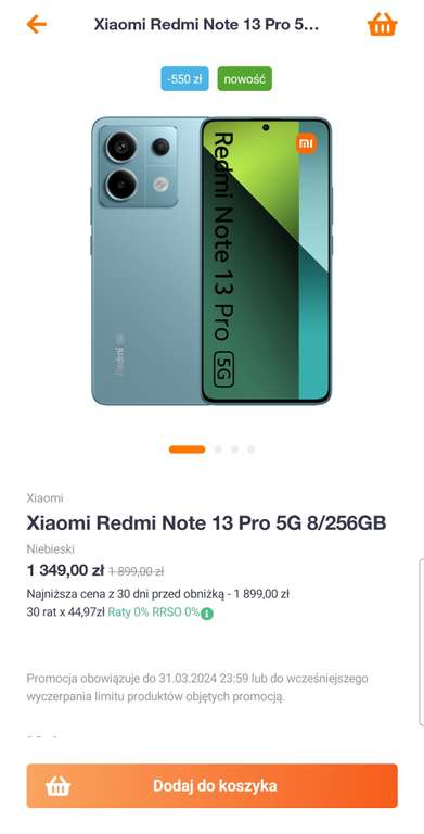 Smartfon Xiaomi Redmi Note 13 PRO 5G 8/256
