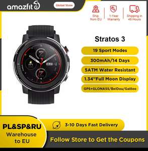 Smartwatch Amazfit Stratos 3 (100,3USD)