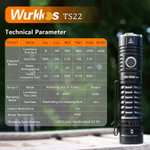 Latarka Wurkkos TS22 XHP70.2 4500lm na ogniwo 21700, USB C, powerbank - $31.44