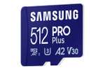 Samsung PRO Plus karta microSD + adapter SD, 512 GB, UHS-I U3, Full HD i 4K UHD, odczyt 180 MB/s, zapis 130 MB/s, MB-MD512SA/EU 40.3€