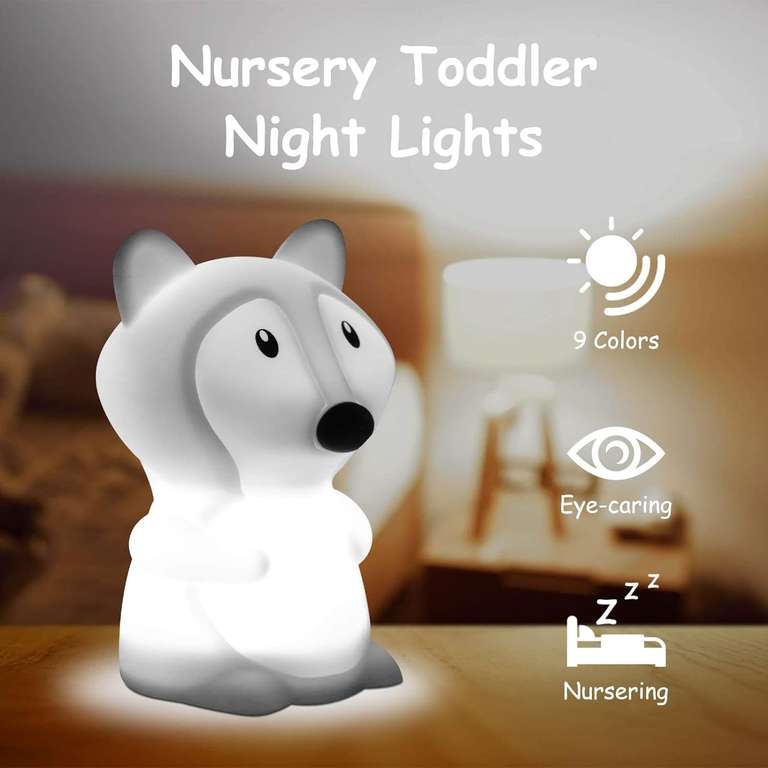 Vicloon Lampka nocna dla dzieci, 9 kolorów, ściemniana, USB