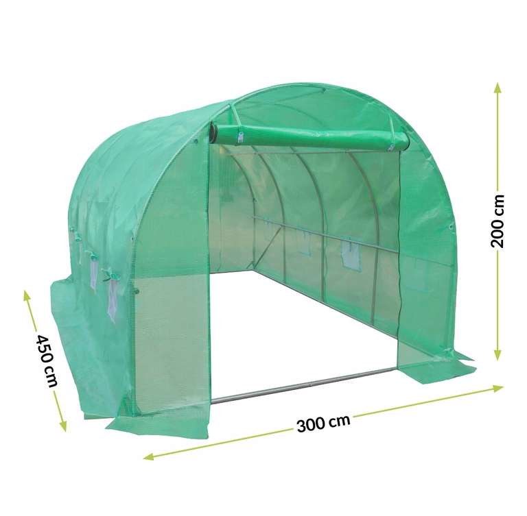 Tunel foliowy szklarnia 13,5 m² 450x300x200 zielony