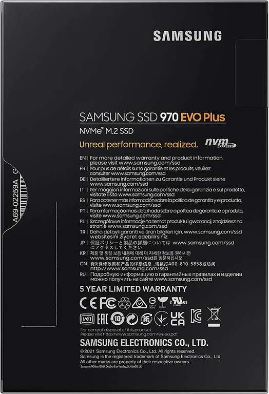 Dysk Samsung 970 EVO Plus 2 TB 2TB PCIe NVMe M.2 (2280) Internal Solid State Drive (SSD) (MZ-V7S2T0), Black