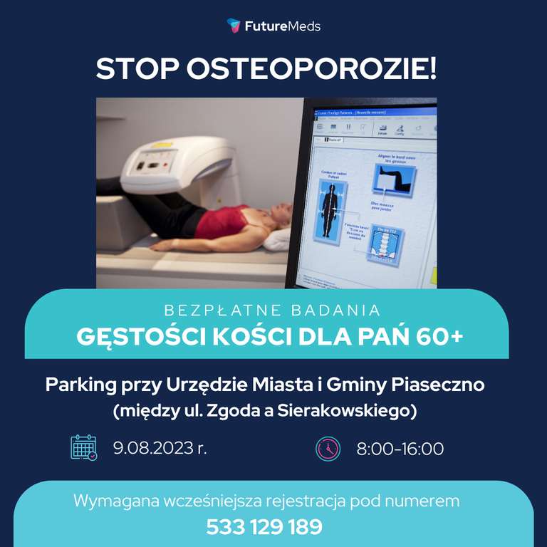 Stop osteoporozie – bezpłatne badania gęstości kości dla pań 60+ >>> Gmina Piaseczno