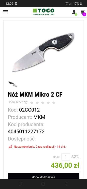 Nóż MKM mikro w carbo oprawie