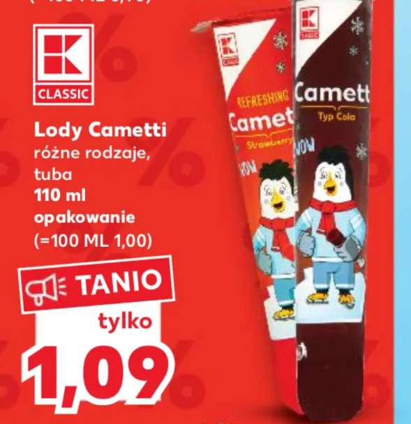 Lody cametti wodne - smak cola - Kaufland Nowy Sącz