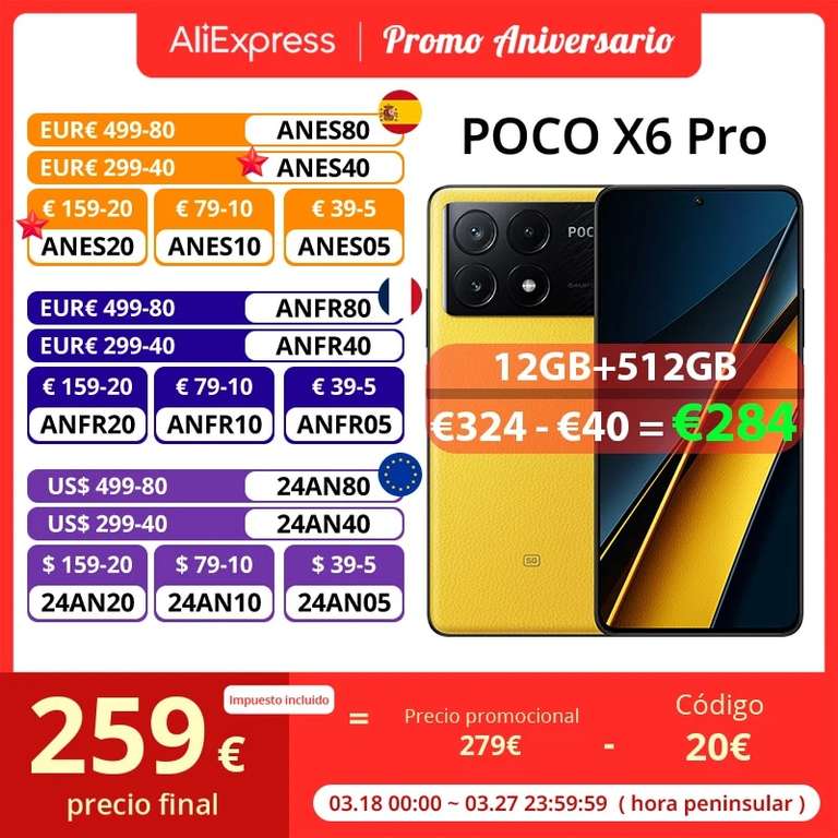 POCO X6 Pro 12GB/512GB 272,76$