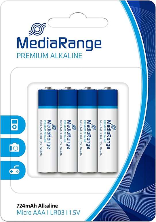 MediaRange Premium baterie alkaliczne 4x AAA (724 mAh)