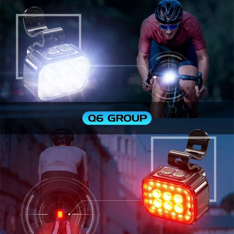 Q6 Group Bike Light Set - Zestaw lampek rowerowych - możliwa cena 42,94 zł jeden komplet przy zakupie dwóch kompletów.