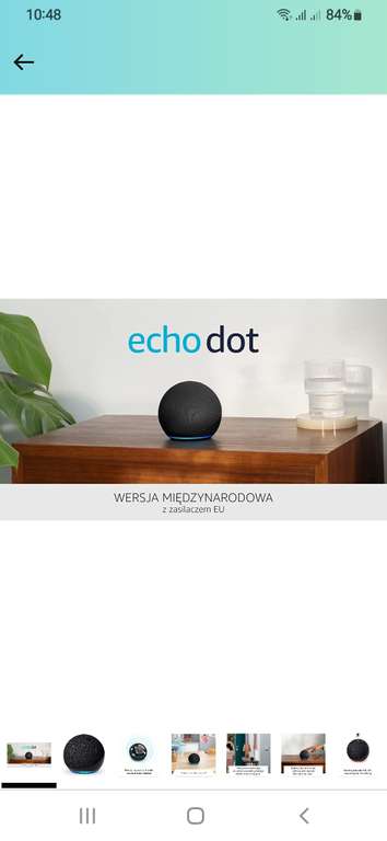 Nowy Echo Dot (5. generacja, 2022) | Wersja międzynarodowa | Inteligentny głośnik z Alexą | Kolor Grafitowy | Język polski niedostępny