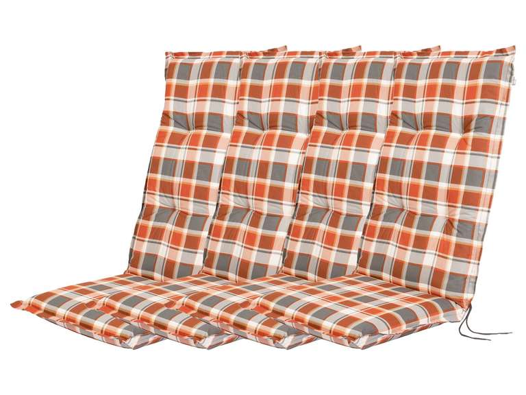 LIVARNO Home - Zestaw 4 poduszek na krzesła z wysokim oparciem, pomarańczowa kratka