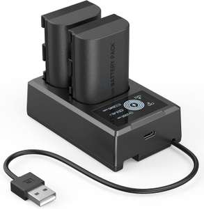 SMALLRIG akumulator zamiennik Canon LP-E6NH (2 sztuki) i podwójna ładowarka USB do R5, R6, R