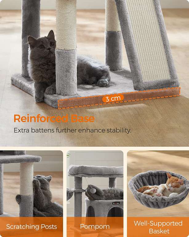 Drapak FEANDREA, dla kota, z dużą platformą, jasnoszary (inne modele w opisie) @ Amazon